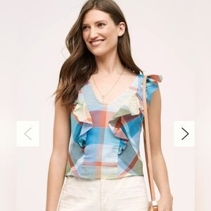 Anthropologie Maeve Drive-In Plaid Tank New Without Tag Size 00P